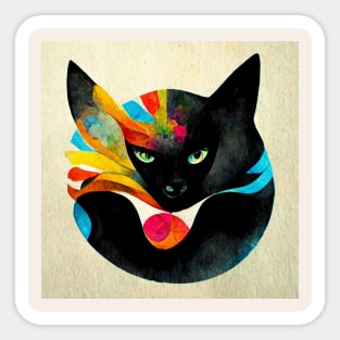 Abstract Cat Sticker